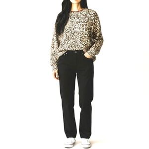 PJ Salvage Wild Heart Animal Print Long Sleeve Knit Shirt Size Large New